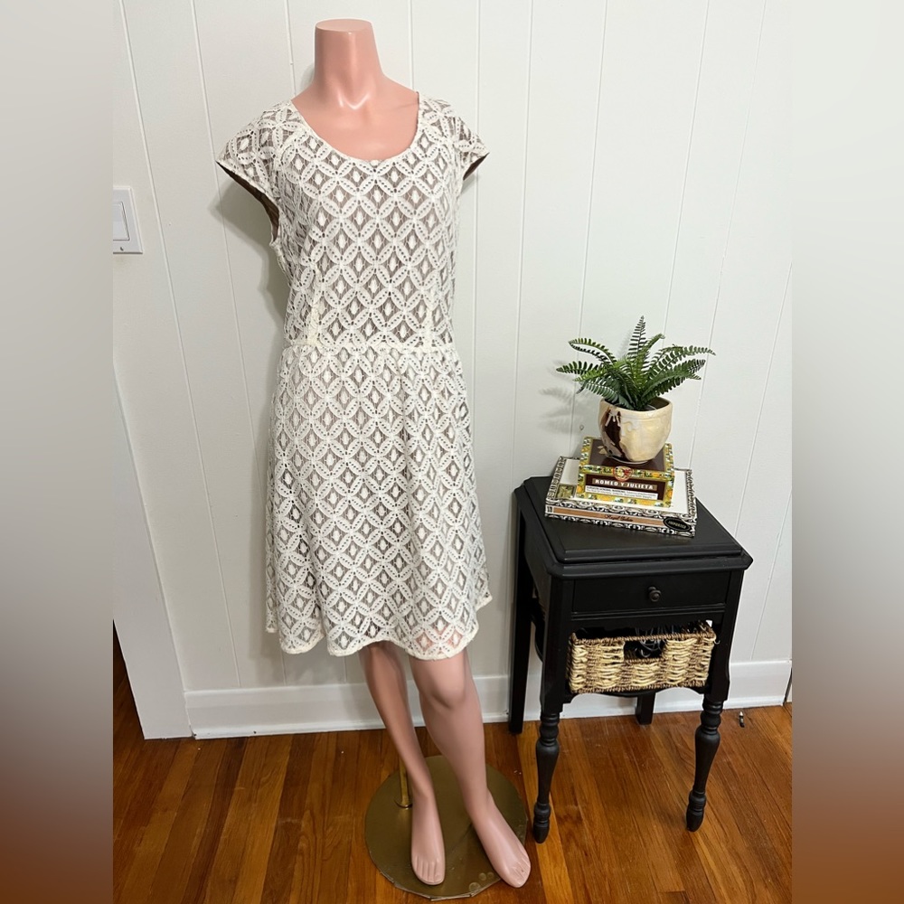 GARNET HILL cream lace dress